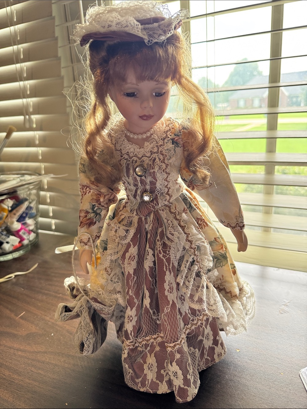 Vintage Porcelain Doll with stand